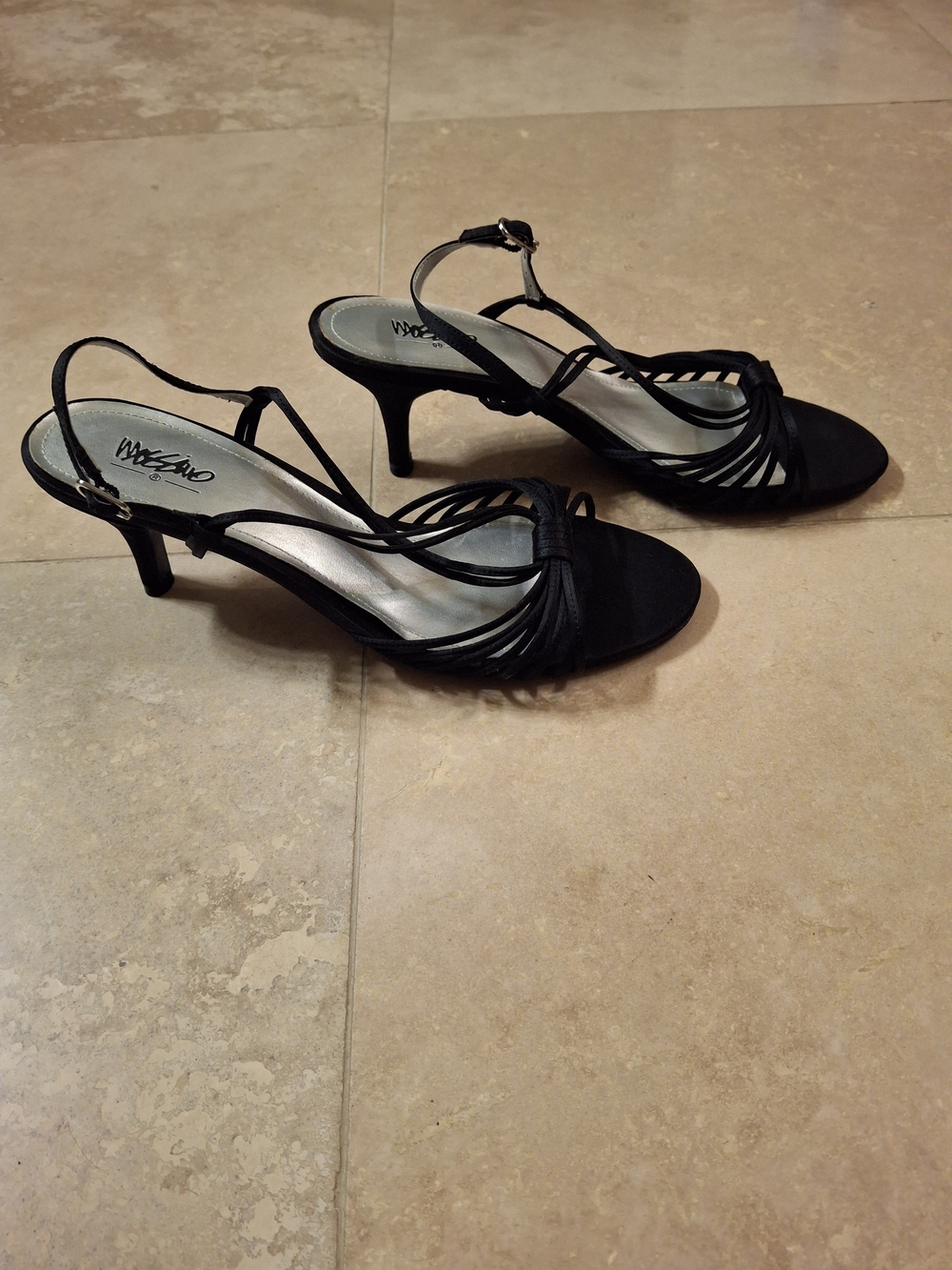 Mossimo Black Strappy Slingback Mid-Heel Dress Shoes